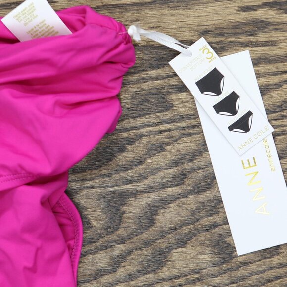 Anne Cole Womens Convertible High Waist Swim Bottom MYMB36001 Hibiscus Pink M - Picture 3 of 9